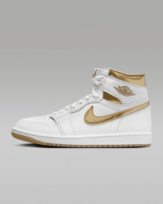 White and gold jordans 1 store